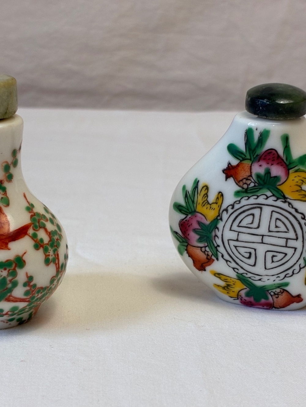 Pair of Vintage Chinese Porcelain Snuff Bottles with